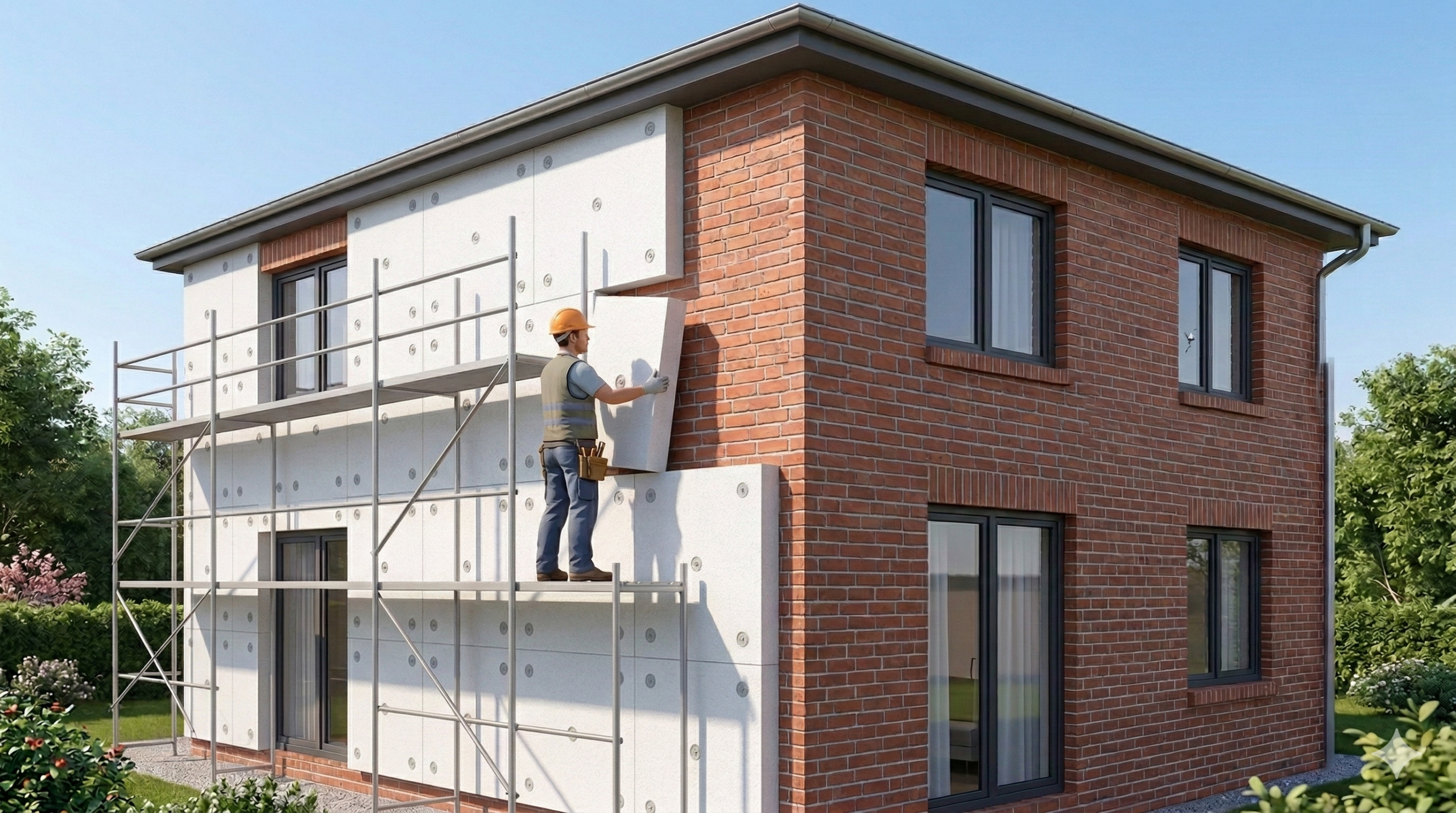 Vergleich Innendämmung und Außendämmung an einer Hausfassade